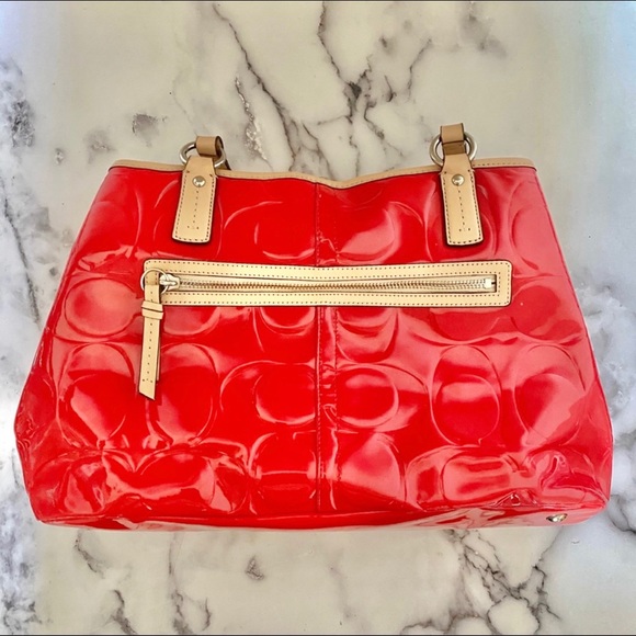 Coach Signature Embossed Patent Leather Handbag - Picture 3 of 13